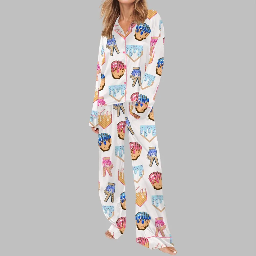 Ice Cream Baseball Pajama Set For Women - Image 3