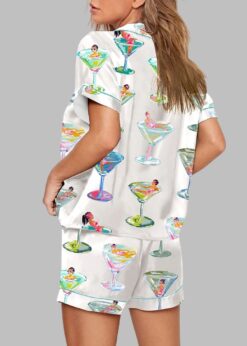 In Martini Print Pajama Set