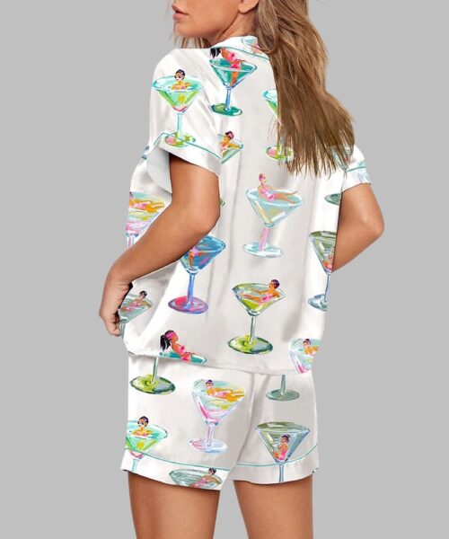 In Martini Print Pajama Set