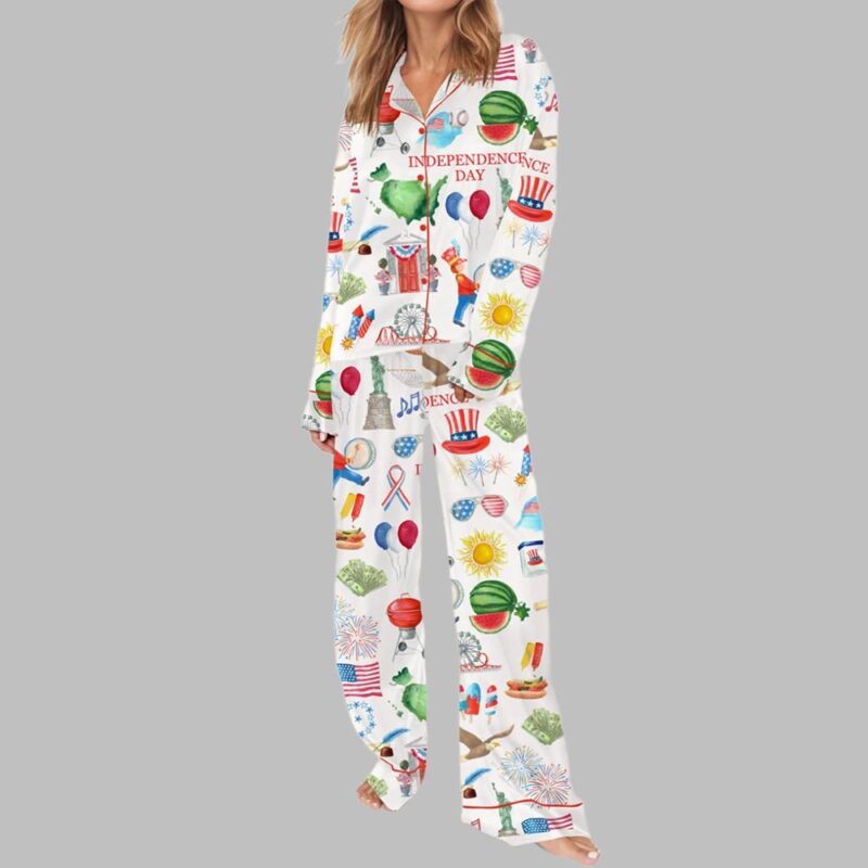 Independence Day Celebration Watercolor Pajama Set - Image 3