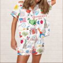 Independence Day Celebration Watercolor Silky Satin Pajama Set
