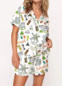 Ireland Travel Satin Pajama Set For Women