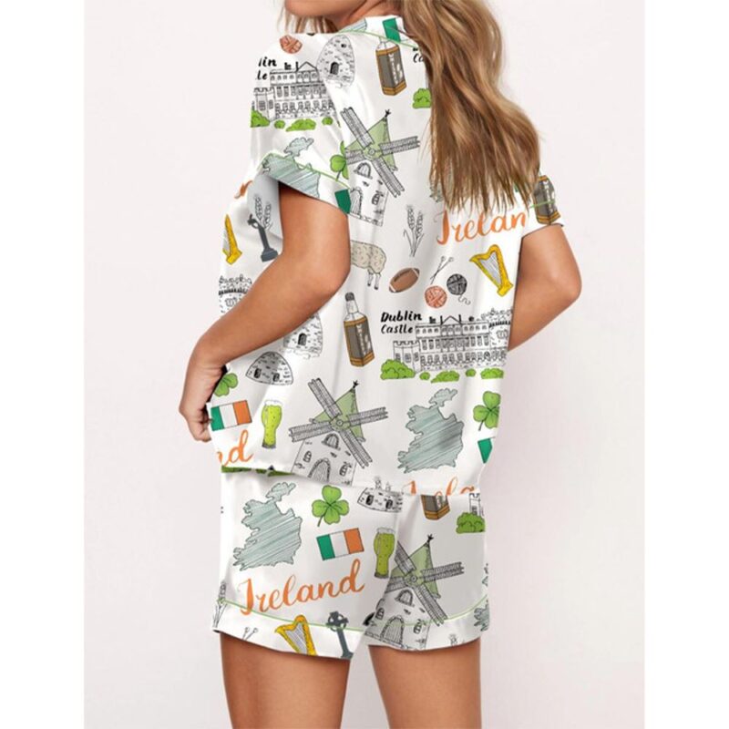 Ireland Travel Satin Pajama Set For Women - Image 2
