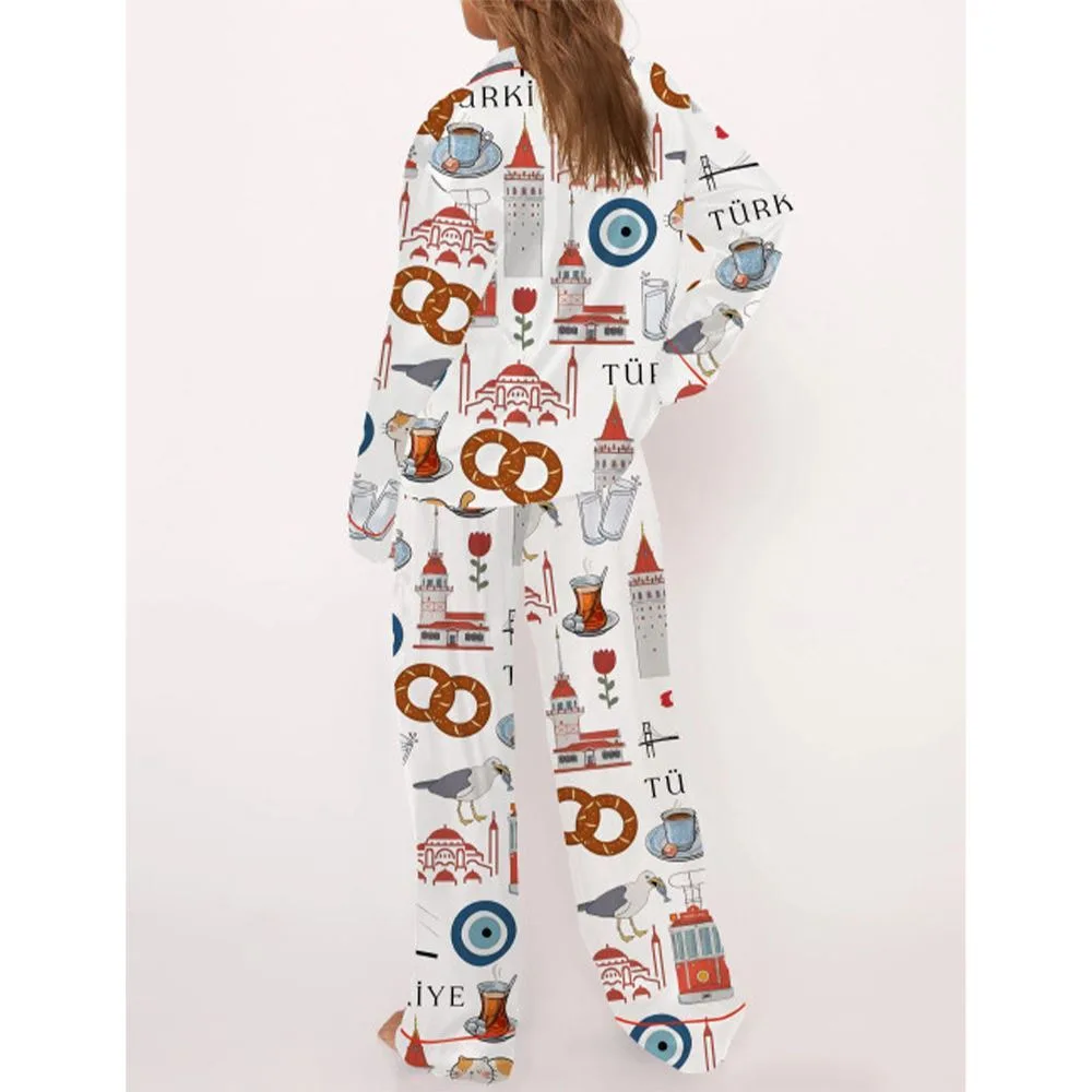 Istanbul Turkey Travel Pajama Set For Women - Image 3