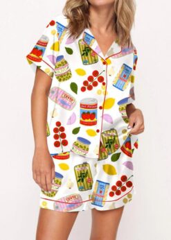 Italian Food Satin Pajama Set For Women