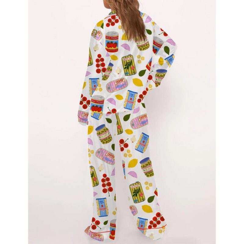 Italian Food Satin Pajama Set For Women - Image 3