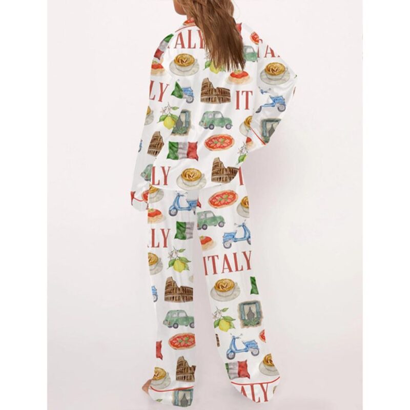 Italy Travel Satin Pajama Set For Women - Image 3