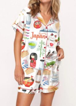 Japan Travel Satin Pajama Set For Women