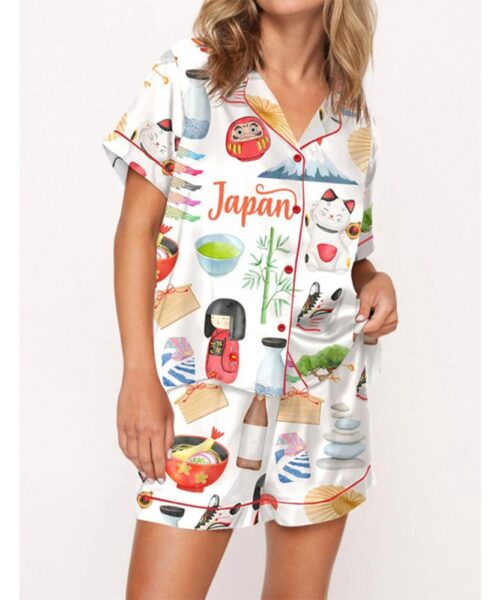 Japan Travel Satin Pajama Set For Women