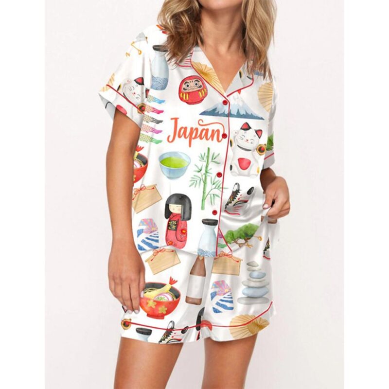Japan Travel Satin Pajama Set For Women