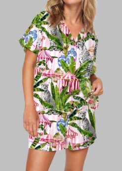 Jungle With Cheetahs Striped Pajama Set