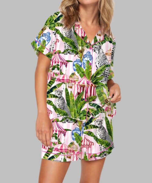 Jungle With Cheetahs Striped Pajama Set