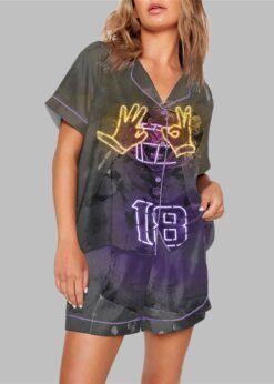Justin Jefferson Poster Neon Vikings Pajama Set