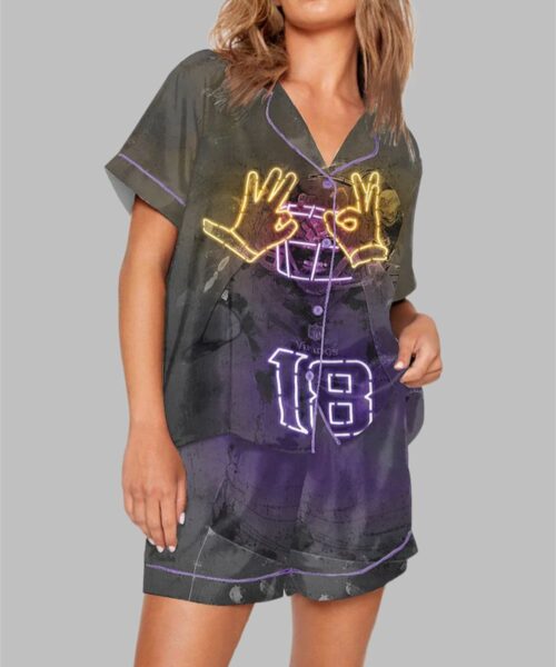 Justin Jefferson Poster Neon Vikings Pajama Set
