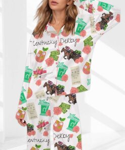 Kentucky Derby Horse Satin Pajama Set For Women