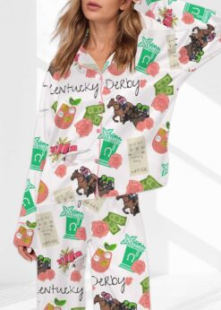 Kentucky Derby Horse Satin Pajama Set For Women