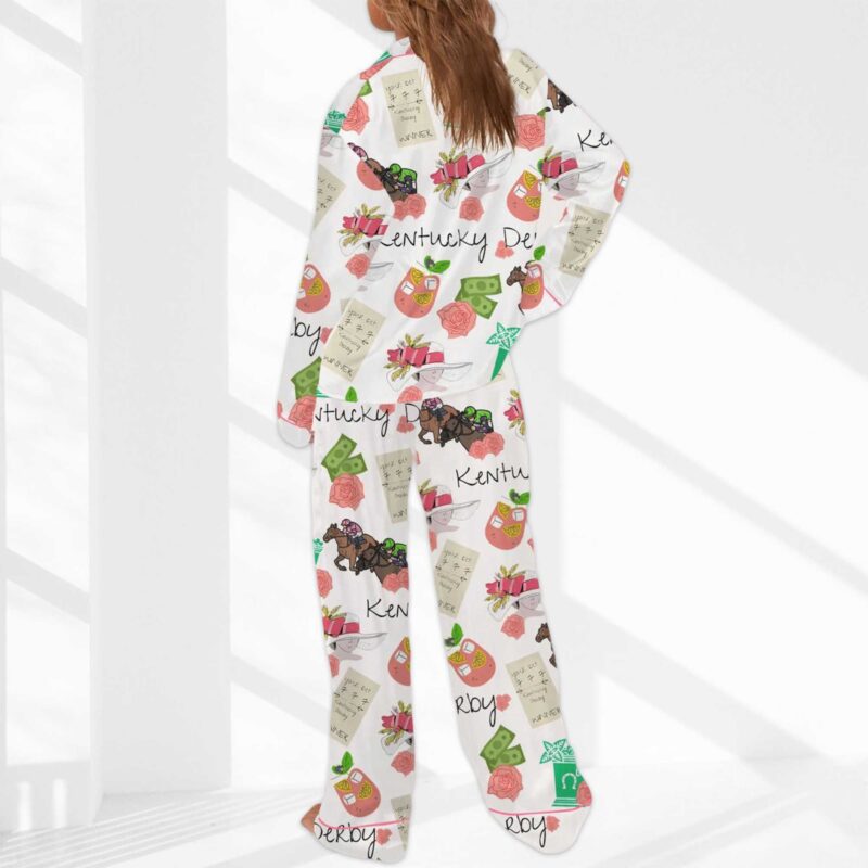 Kentucky Derby Horse Satin Pajama Set For Women - Image 2