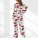 Kentucky Derby Party Satin Pajama Set For Women