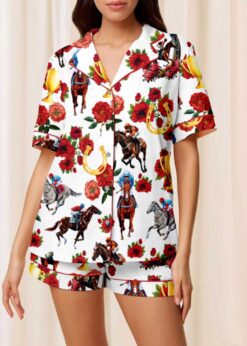 Kentucky Derby Print Pajamas Set For Women