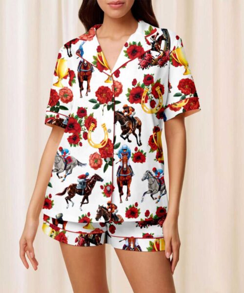 Kentucky Derby Print Pajamas Set For Women