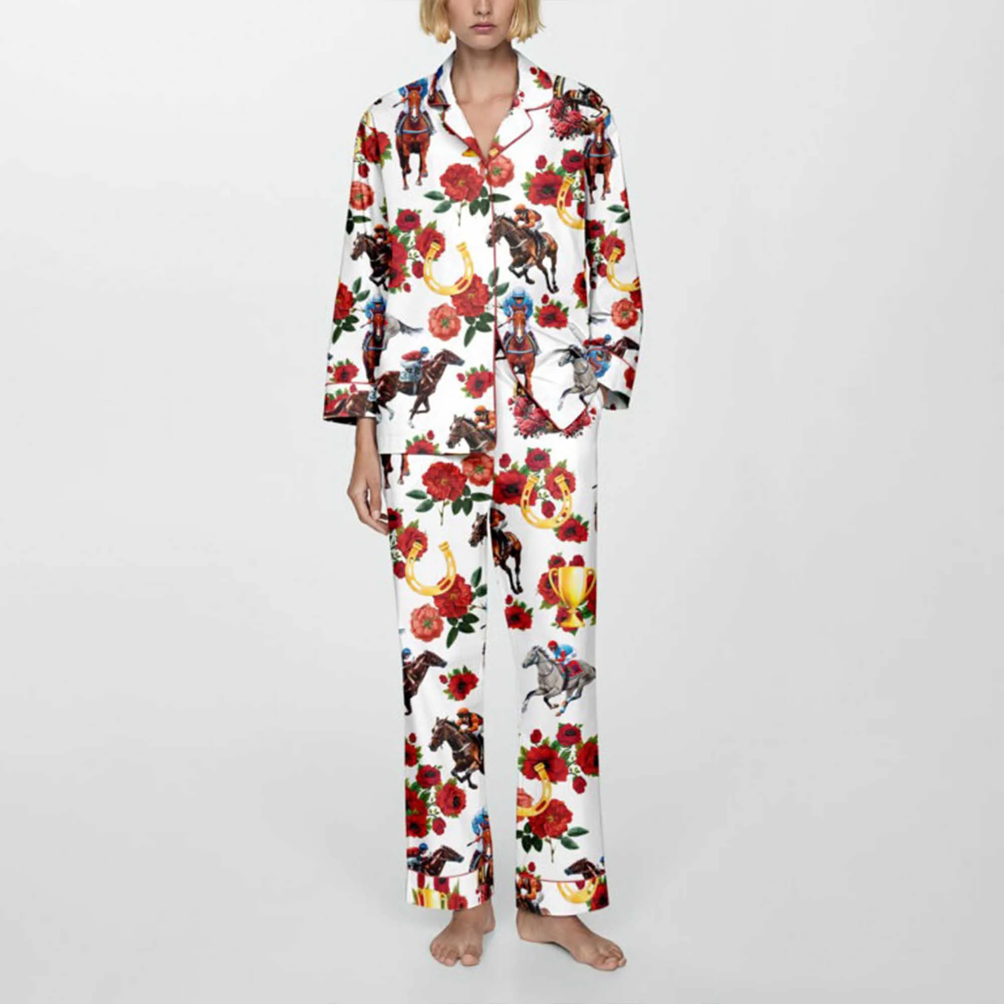 Kentucky Derby Print Pajamas Set For Women - Image 4