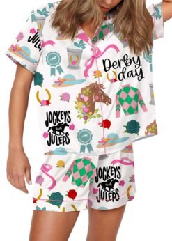 Kentucky Derby Satin Pajama Set For Women