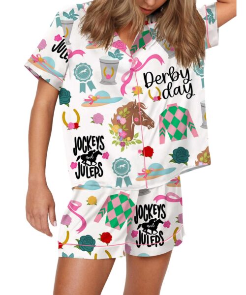 Kentucky Derby Satin Pajama Set For Women