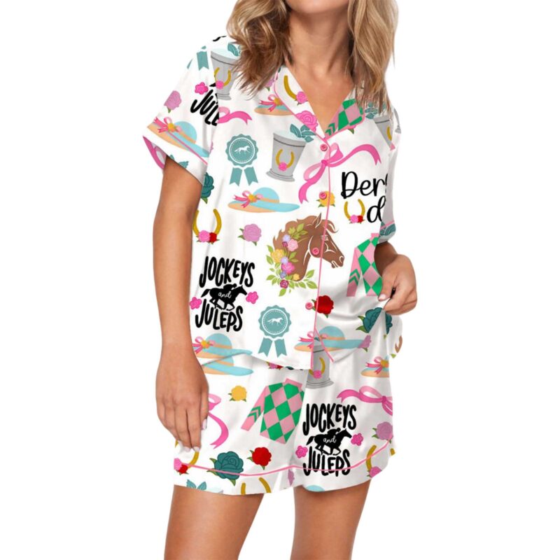 Kentucky Derby Satin Pajama Set For Women - Image 2