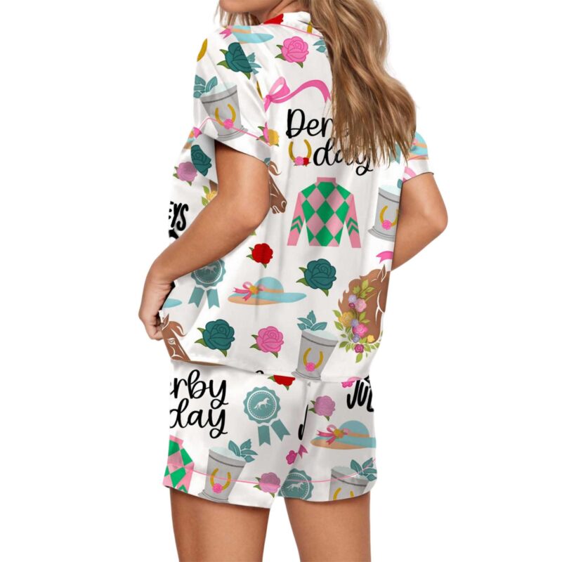 Kentucky Derby Satin Pajama Set For Women - Image 3