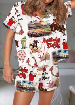 Kentucky Derby Silky Satin Pajama Set For Women