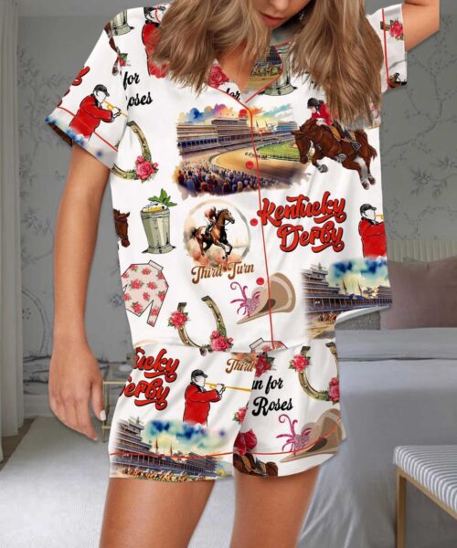 Kentucky Derby Silky Satin Pajama Set For Women
