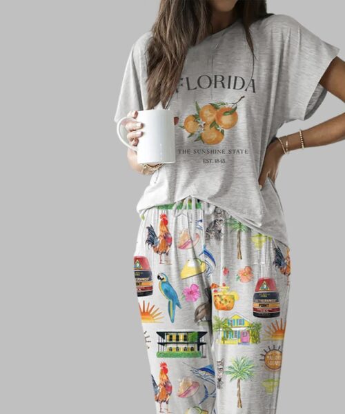 Key West Florida Travel Casual Pajama Set For Women