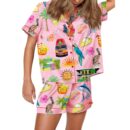 Key West Florida Travel Satin Pajama Set For Women