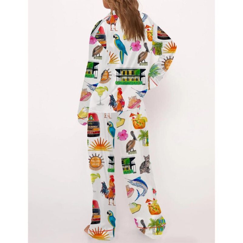 Key West Florida Travel Satin Pajama Set For Women - Image 3