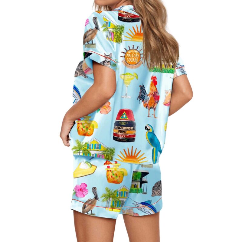 Key West Florida Travel Satin Pajama Set For Women - Image 3