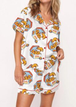 Kitten Nuggets Satin Pajama Set For Women