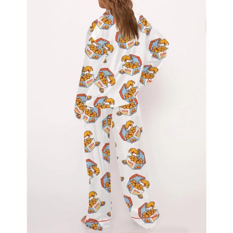 Kitten Nuggets Satin Pajama Set For Women - Image 3