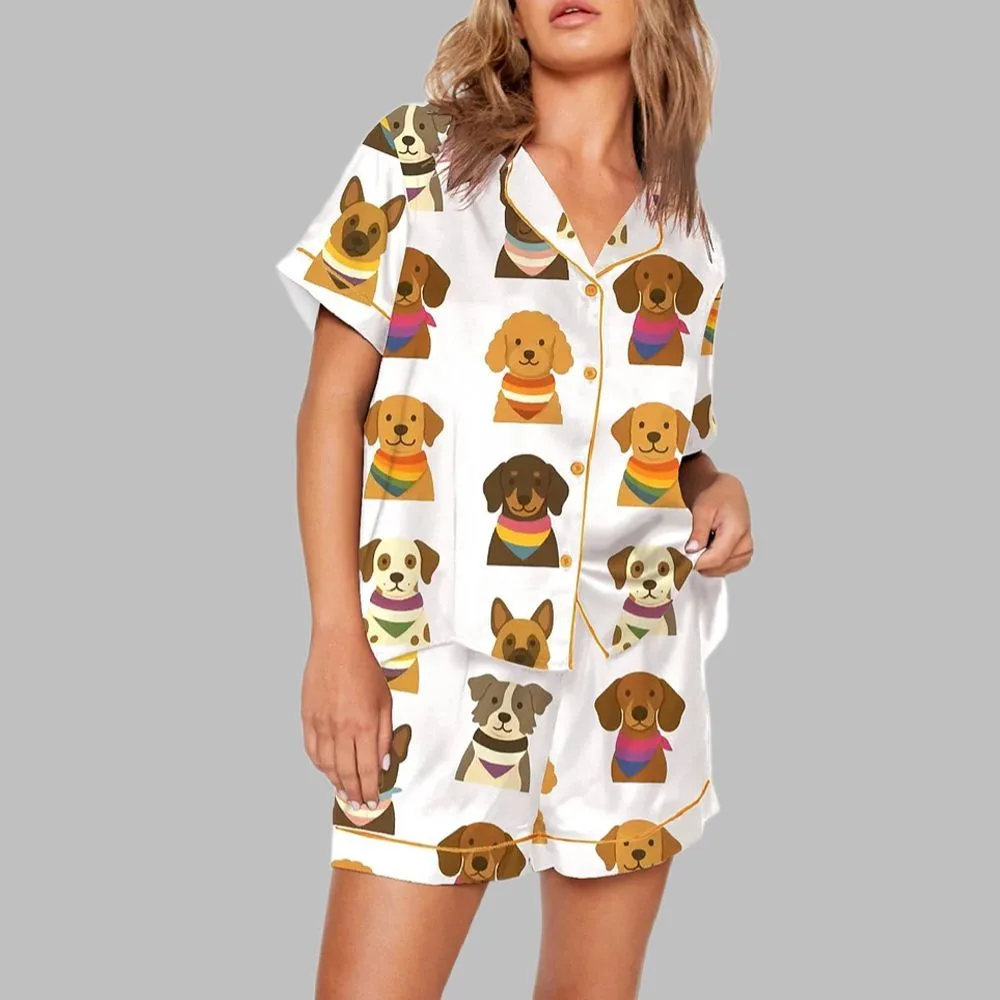 LQBTQ Pride All You Need Is love Cute LGBTQ Rainbow Dog Mom Print Pajama Set
