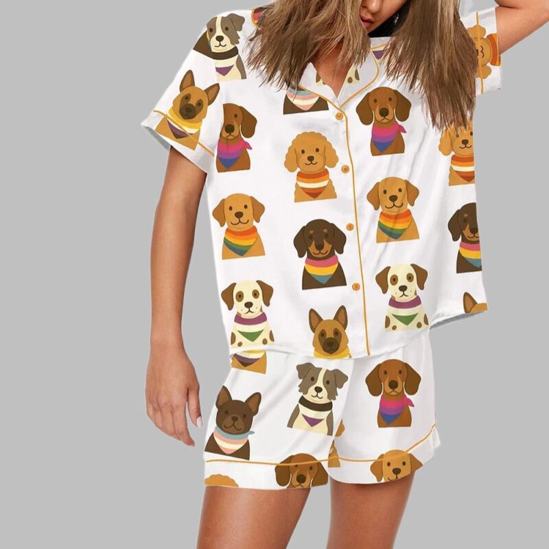 LQBTQ Pride All You Need Is love Cute LGBTQ Rainbow Dog Mom Print Pajama Set - Image 2
