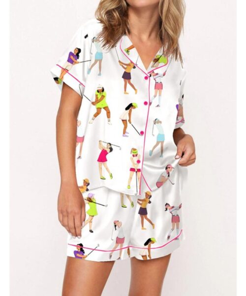 Ladies Golf Satin Pajama Set For Women