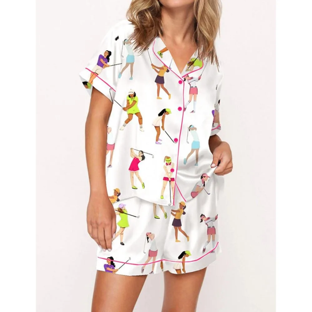 Ladies Golf Satin Pajama Set For Women