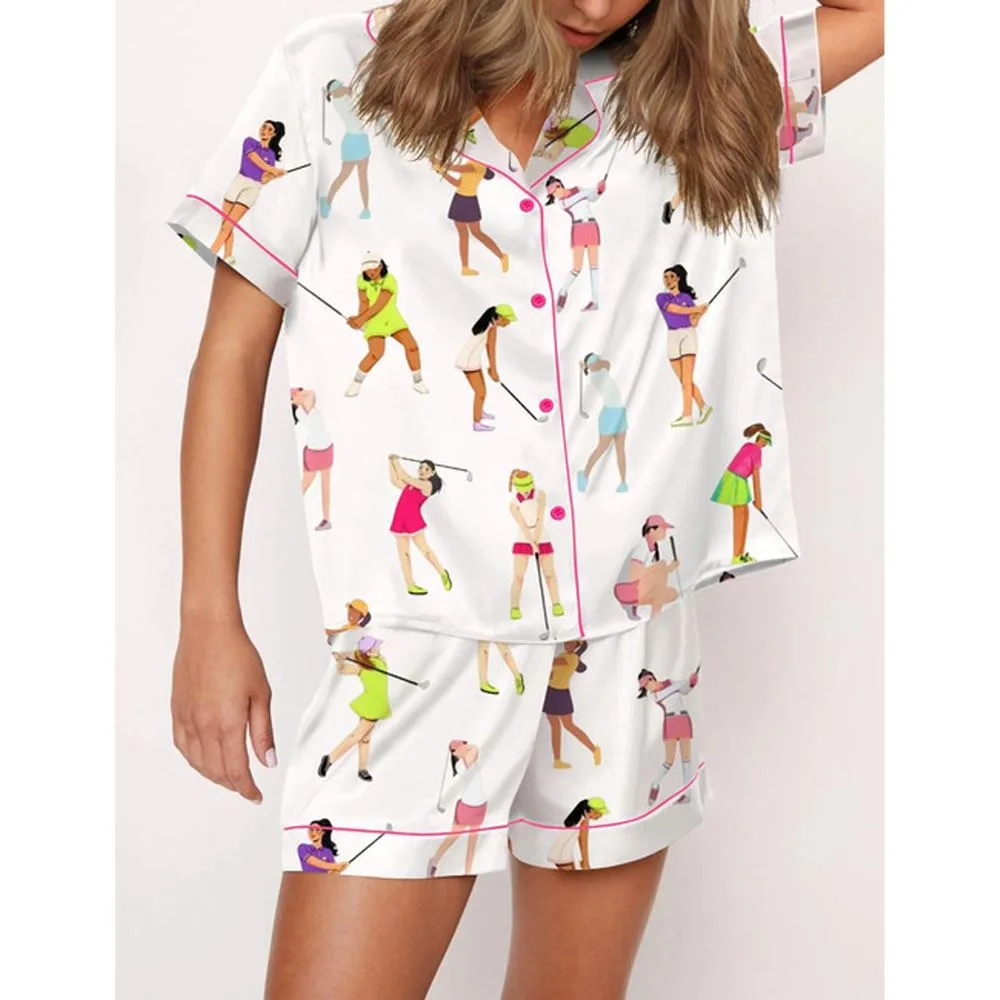 Ladies Golf Satin Pajama Set For Women - Image 2