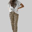 Leopard Heart Casual Pajama Set For Women