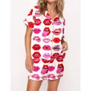 Lips Of Love Satin Pajama Set For Women