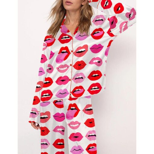 Lips Of Love Satin Pajama Set For Women - Image 3