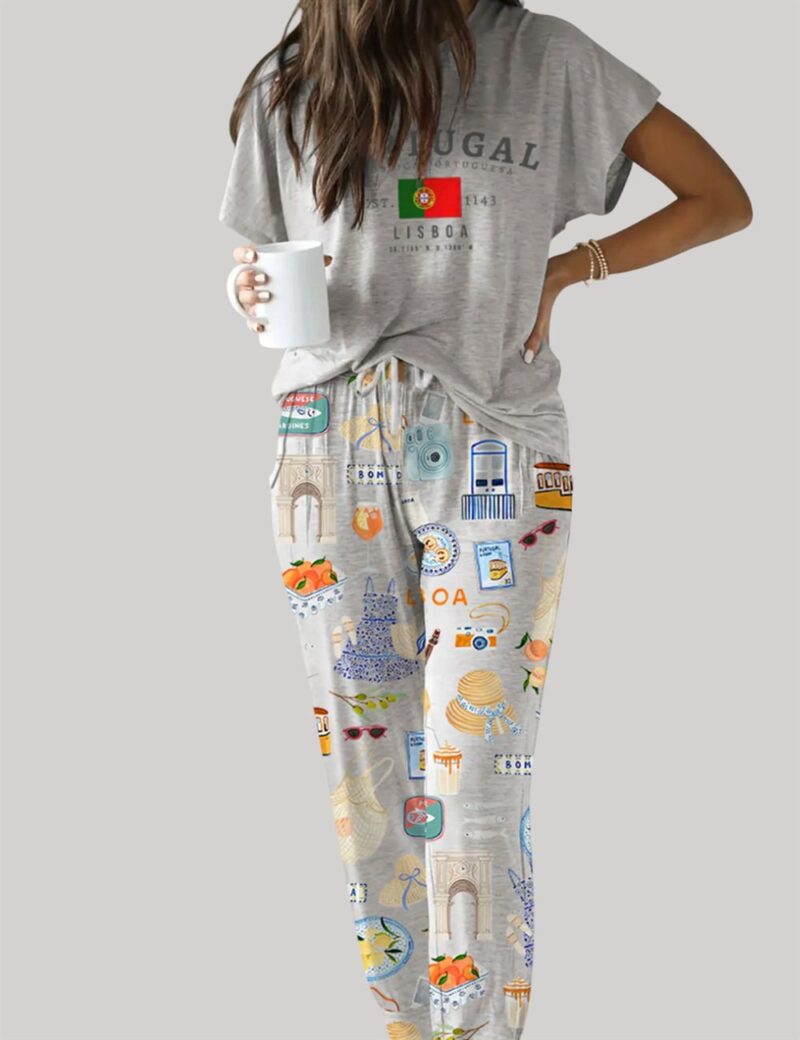 Lisbon Portugal Casual Pajama Set - Image 2