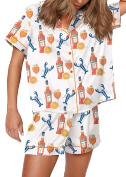 Lobster Aperol Spritz Trio Satin Pajama Set