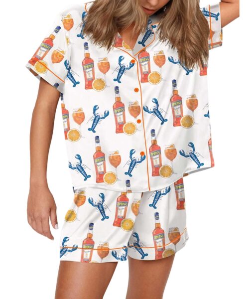 Lobster Aperol Spritz Trio Satin Pajama Set