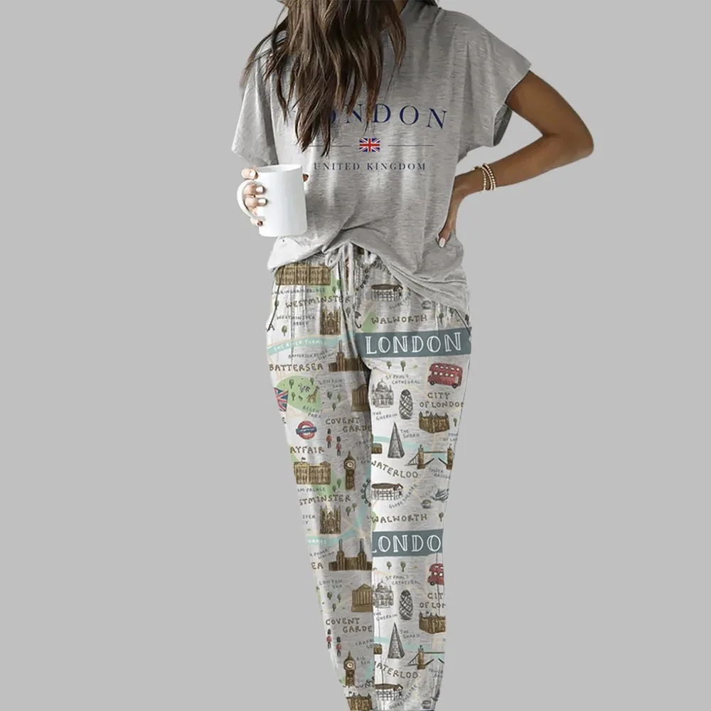 London United Kingdom Casual Pajama Set For Women - Image 2