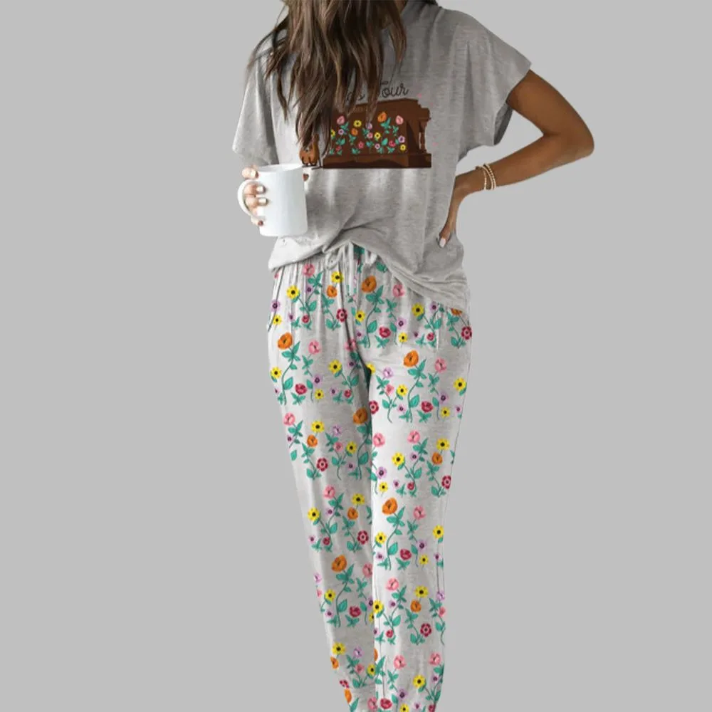 Music Piano Casual Satin Pajama Set For Women - Image 2